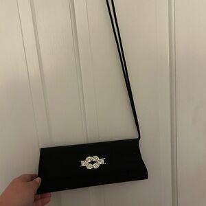 Black Clutch with Rhinestone Detail
